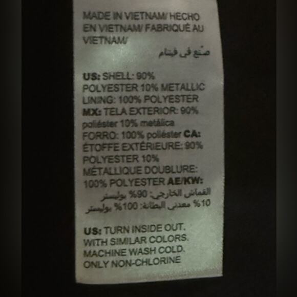 Chicos Gold Metallic Tweed Gold Statement Jacket Women Size S Longline Textured - Picture 10 of 10